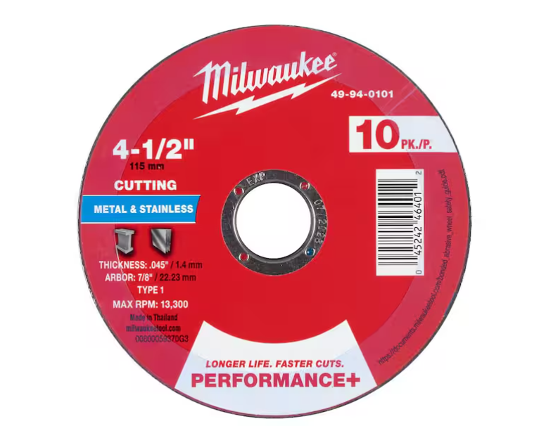 Milwaukee 4-1/2 in. x .045 in. Metal Cut-Off Wheels, Type 1 (10-Pack)