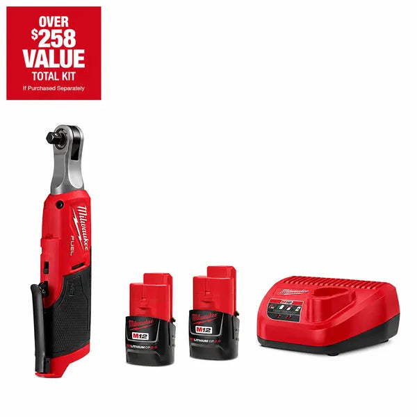 M12 FUEL 3/8 in. Ratchet Kit w/(2) Batteries, Charger and Bag