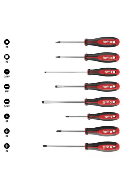 Milwaukee Phillips/Flat Head/Square Hex Drive Screwdriver Set with Tri-Lobe Handle (8-Piece)